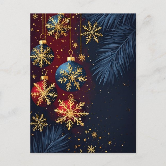 Cartão Postal ❄️ Enfeite de Natal Luxuoso Mágico 🎄 Elegante (Frente)