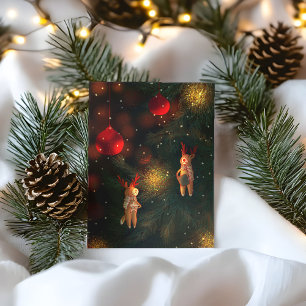 Cartão Postal Enfeite de Rena Pintado à Mão Quente de Natal 