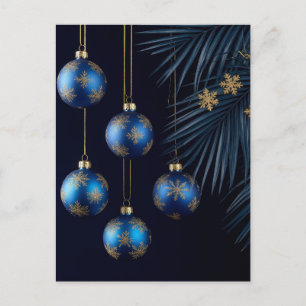 Cartão Postal Enfeites de Natal Azuis Elegantes