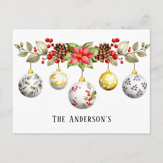 Cartão Postal Enfeites de natal de Aquarelas - Poinsettia Person (Frente)