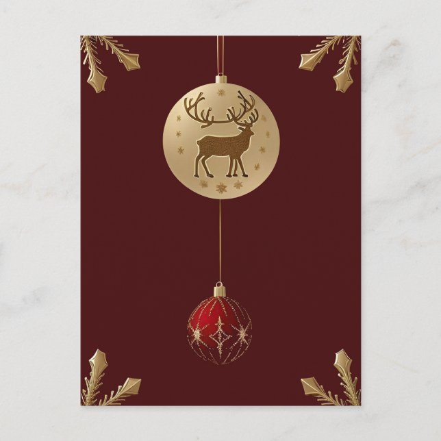 Cartão Postal Enfeites de Natal Elegantes (Frente)