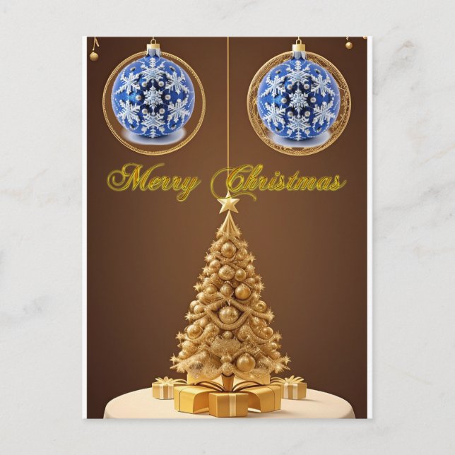 Cartão Postal Enfeites Elegantes de Árvore de Natal Festivos (Frente)