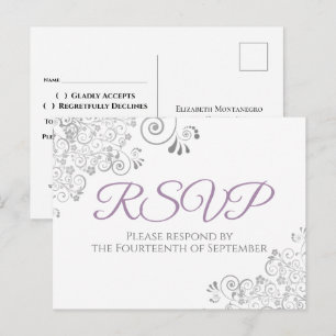 Cartão Postal Enfeites Prateados Simples Elegante Resposta Casam