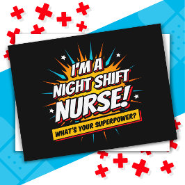 Cartão Postal Enfermeira Enfermeira de Superpotência Engraçada