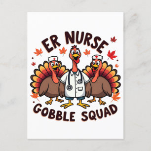 Cartão Postal Enfermeira ER Gobble Squad Enfermeira de Ação de G