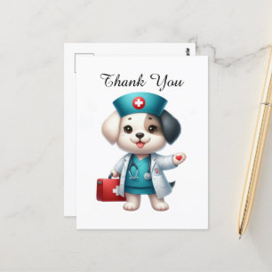 Cartão Postal Enfermeira fofa obrigado cachorro