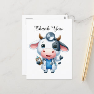 Cartão Postal Enfermeira fofa obrigado vaca