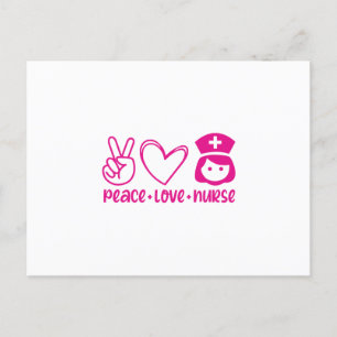 Cartão Postal Enfermeira Gift Peace Love
