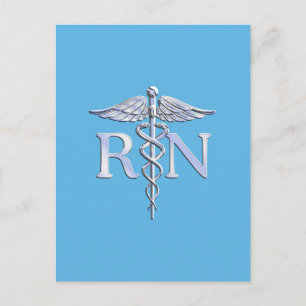 Cartão Postal Enfermeira Registrada RN Silver Caduceus em Baby B