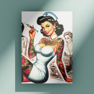 Cartão Postal Enfermeira Tatuada Pin-up