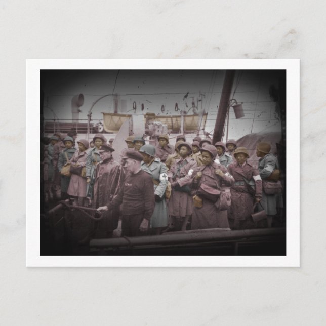 Cartão Postal Enfermeiras Afro-Americanas em Navio (Frente)