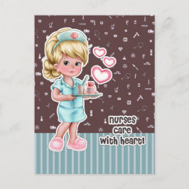 Cartão Postal Enfermeiras cuidam do Heart. Enfermeira Loura Boni