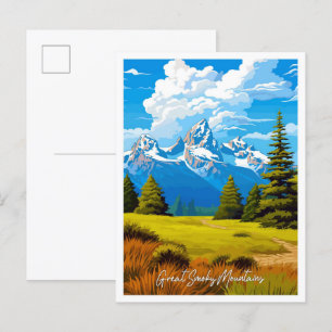 Cartão Postal Enfumaçado Montanhas do excelente ilustração Vinta