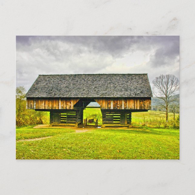 Cartão Postal Enfumaçados Cades Cove Cantilever Barn Tipton Plac (Frente)