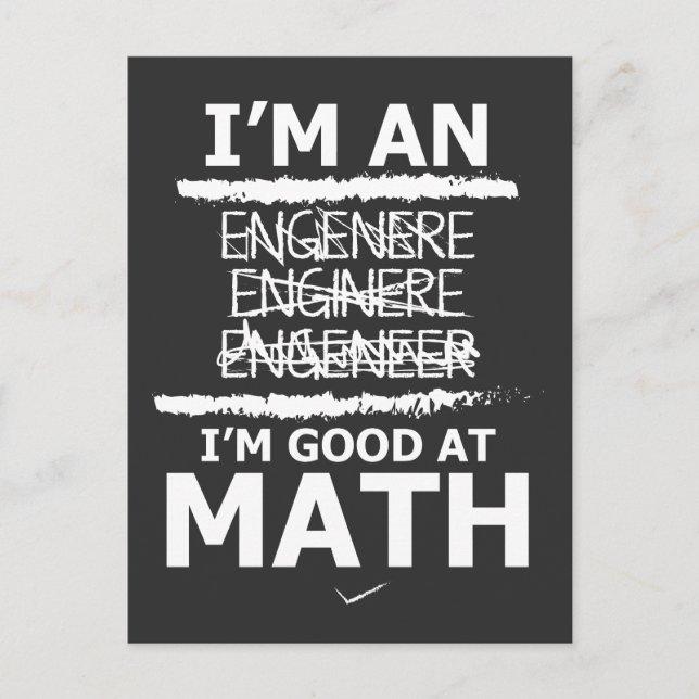 Cartão Postal Enginere Engeneer Good In Math Shirt Engenheiro Gi (Frente)