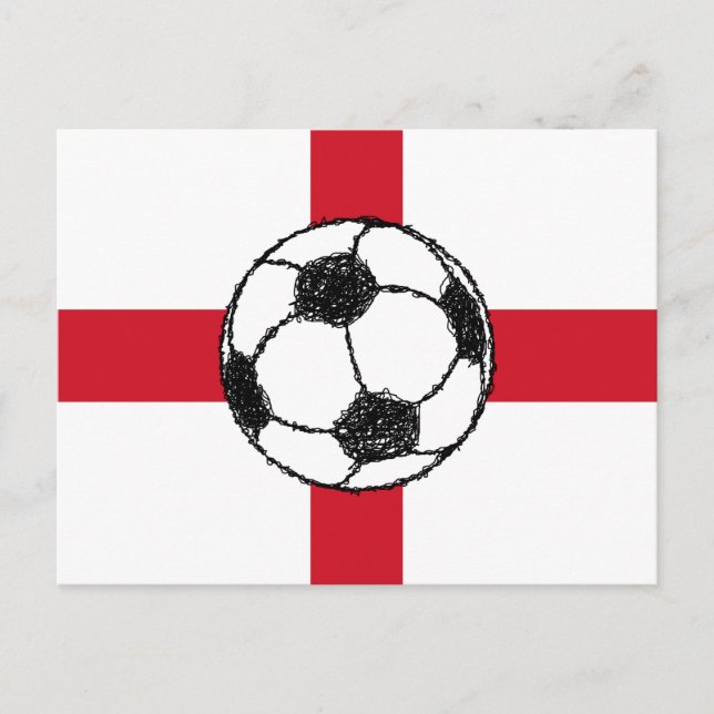 Cartão Postal England Flag | Futebol Ball (Frente)