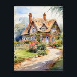Cartão Postal English Cottage<br><div class="desc">A Watercolour English cottage with garden</div>