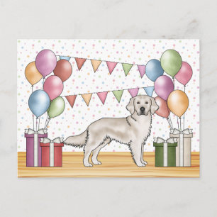 Cartão Postal English Cream Golden Retriever Aniversário Colorid