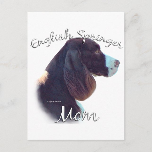 Cartão Postal English Springer Spaniel Mãe 2 (Frente)