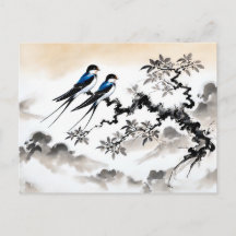 Engole pregada em uma ramificação do Pintel de Tin