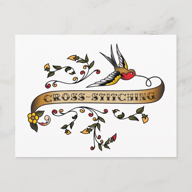 Cartão Postal Engolir e rolar com pontos cruzados (Frente)