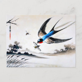 Cartão Postal Engorda Captura de um Inseto ao Ar Médio em chinês