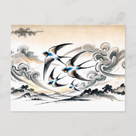 Cartão Postal Engordas Soprando pelo céu em tinta chinesa Pa