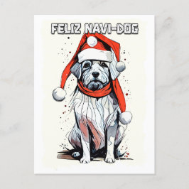 Cartão Postal Engraçada citação de Natal Cachorro de Papais noei