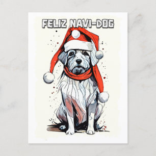 Cartão Postal Engraçada citação de Natal Cachorro de Papais noei