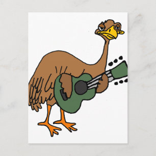 Cartão Postal Engraçada Emu Bird Tocando Cartografia de Violão