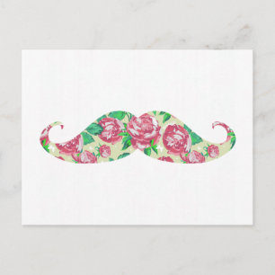 Cartão Postal Engraçada Garota Rosa Verde-Rosa, Bigode-Chuva Bra