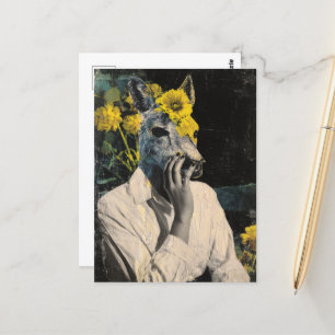 Cartão Postal Engraçado Adorável Colagem de Veados