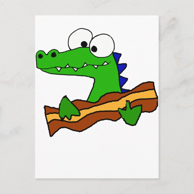 Cartão Postal Engraçado Alligator Comendo Trabalho de arte de Ba (Frente)
