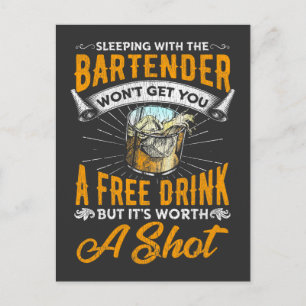 Cartão Postal Engraçado Bartender Citação Bar Humor de Garçom Al