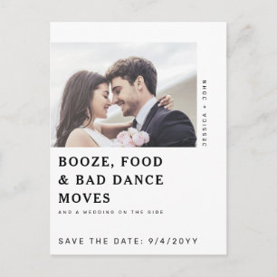 Cartão Postal Engraçado Booze, Comida Foto Casamento Salve a Dat
