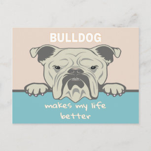 Cartão Postal Engraçado Buldogue Inglês