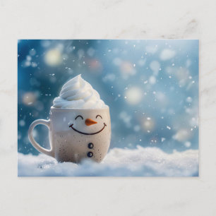 Cartão Postal Engraçado Caneca de Natal como Snowmann