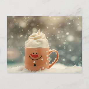 Cartão Postal Engraçado Caneca de Natal como Snowmann