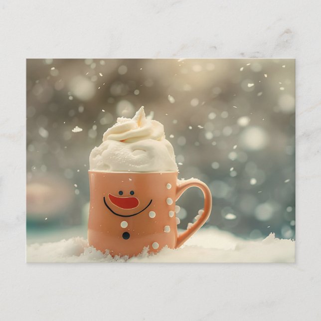 Cartão Postal Engraçado Caneca de Natal como Snowmann (Frente)