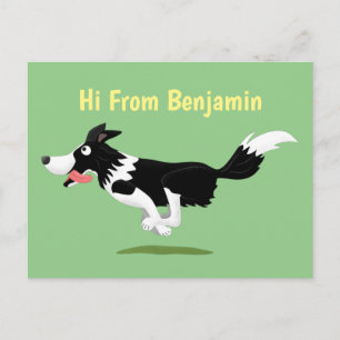 Cartão Postal Engraçado Cão da Borda Collie executando desenho a