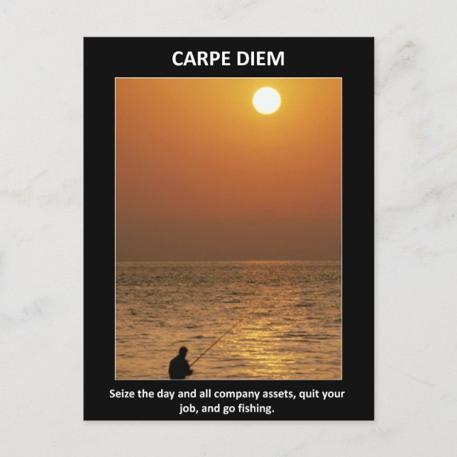 Cartão Postal Engraçado Carpe Diem Aproveite O Dia (Frente)