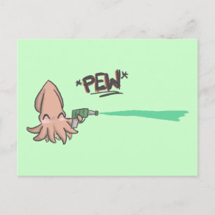 Cartão Postal Engraçado Cartoon Lazer Squid
