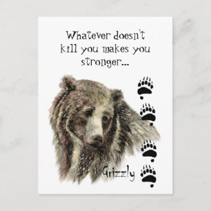 Cartão Postal Engraçado Citação Grizzly Urso Matar você Humor