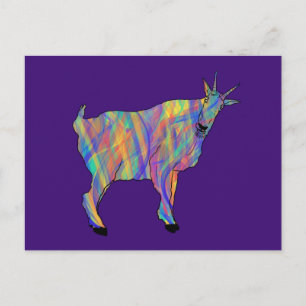 Cartão Postal Engraçado Colorida Quirky Goat Funky Cute Animal 