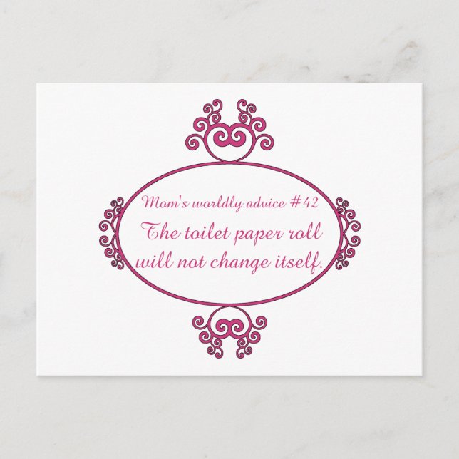 Cartão Postal Engraçado conselho da mãe sobre t-shirts e present (Frente)
