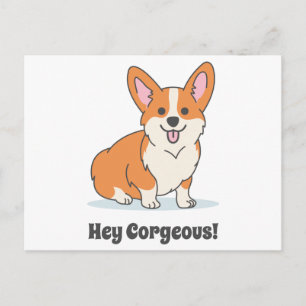 Cartão Postal Engraçado Corgi Puppy - Ei Corgey