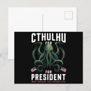 Cartão Postal Engraçado Cthulhu para Presidente Eleições 2024 