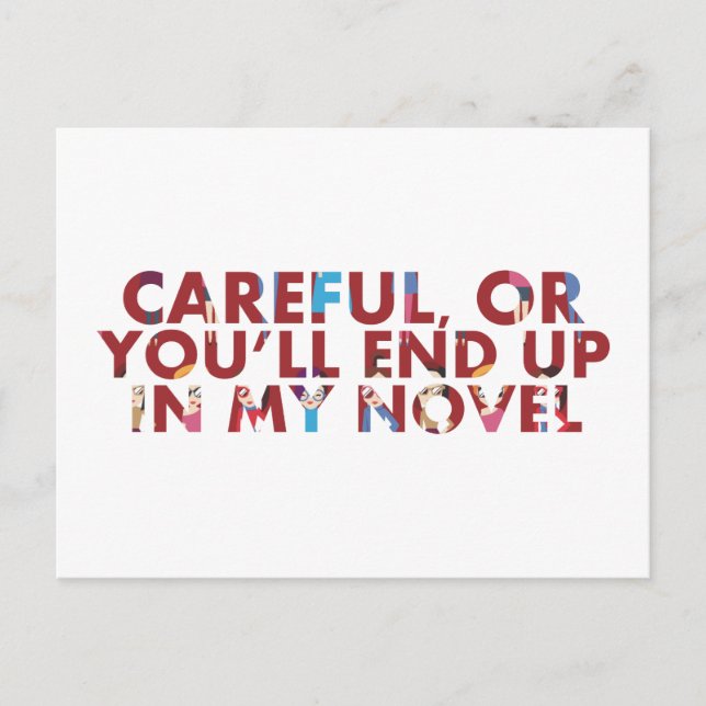 Cartão Postal Engraçado Cuidado, ou você vai parar em um romance (Frente)