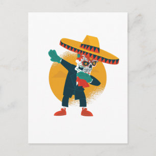 Cartão Postal Engraçado Dabbing CincoDeMayo Skeleton Sugar Crâ
