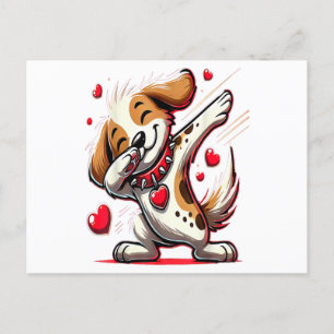 Cartão Postal Engraçado Dabbing Dog Heart Dia de os namorados pr